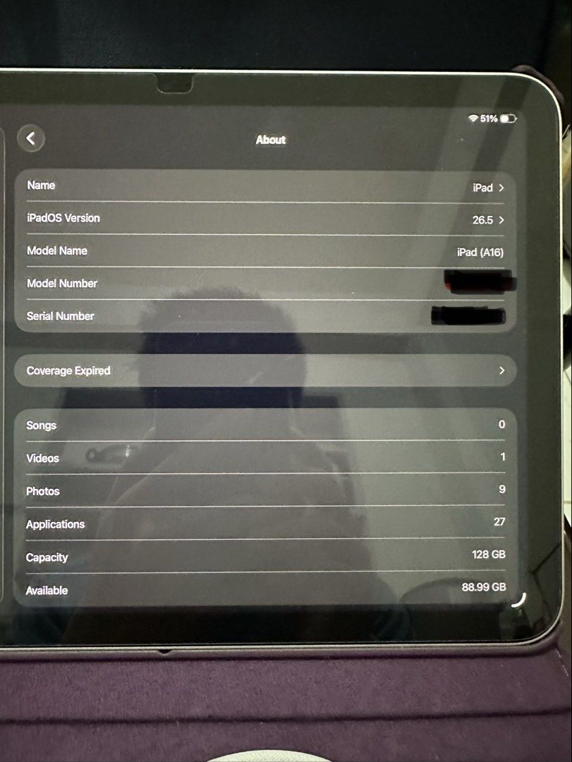Ipad 11th Gen A16 (Silver) - 100% BH and 56 CC (Category: iPad) located in Quezon City. Submitted by KulotThai (Listing ID 1468739791, Image 3). Description: Selling my personal Ipad A16 (11th Gen) purchased from Digital Walker (August 02, 2025). The tempered glass was installed since purchase of the ipad. Apple warranty coverage was already expired. The ipad comes with the following: 1. Original box (same IMEI and Model No.) 2. Original apple ty