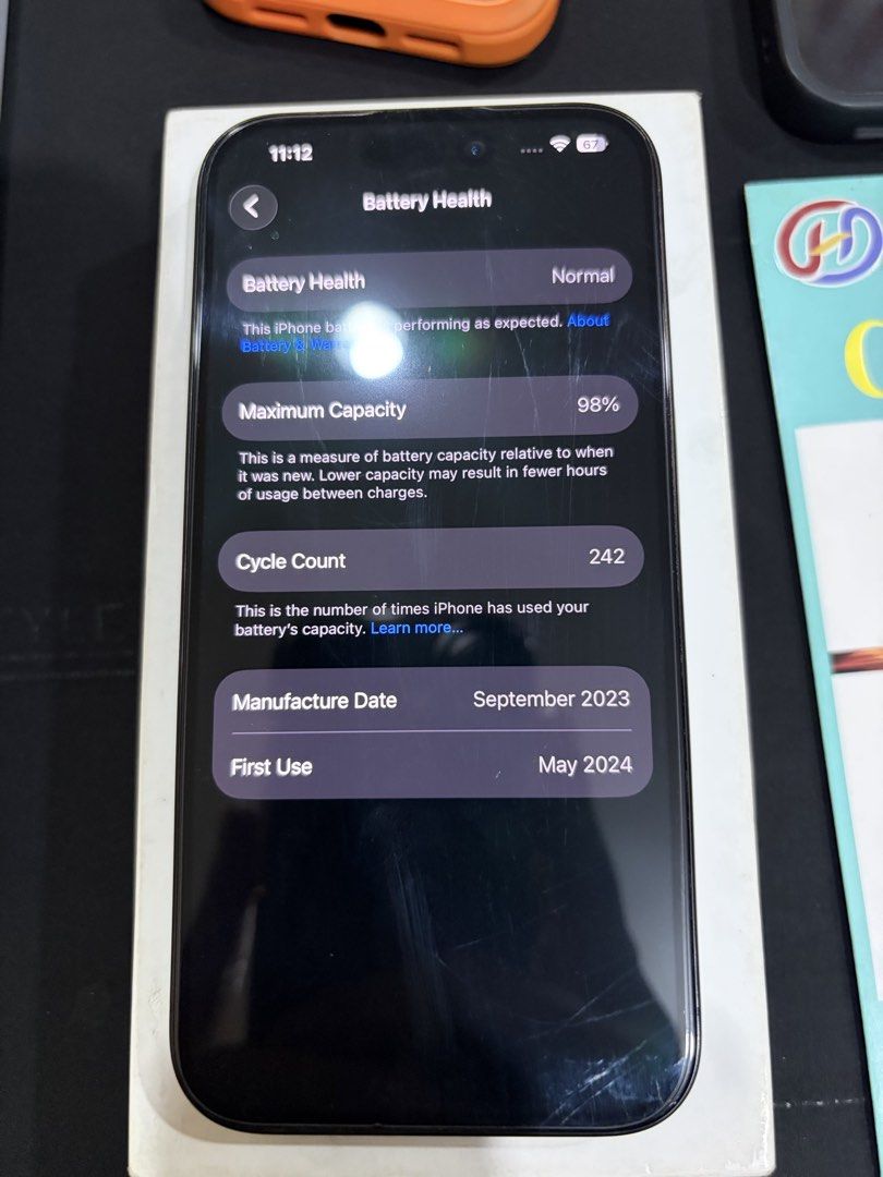 iPhone 15 Pro 128gb 98%BH (Category: iPhone 15 Series) located in Manila. Submitted by jallu13 (Listing ID 1468882047, Image 2). Description: iPhone 15 Pro 128gb - Good as new Selling, no swaps Factory unlock / Any sim Black Titanium 98% Battery Health, Less than 250 CC (original battery, used with care) NTC Approved 99% Smooth No issues Inclusion: unit, box with same imei, cases, extra screen protectors RFS: Upgrade Location: Makati, Manila, Mal