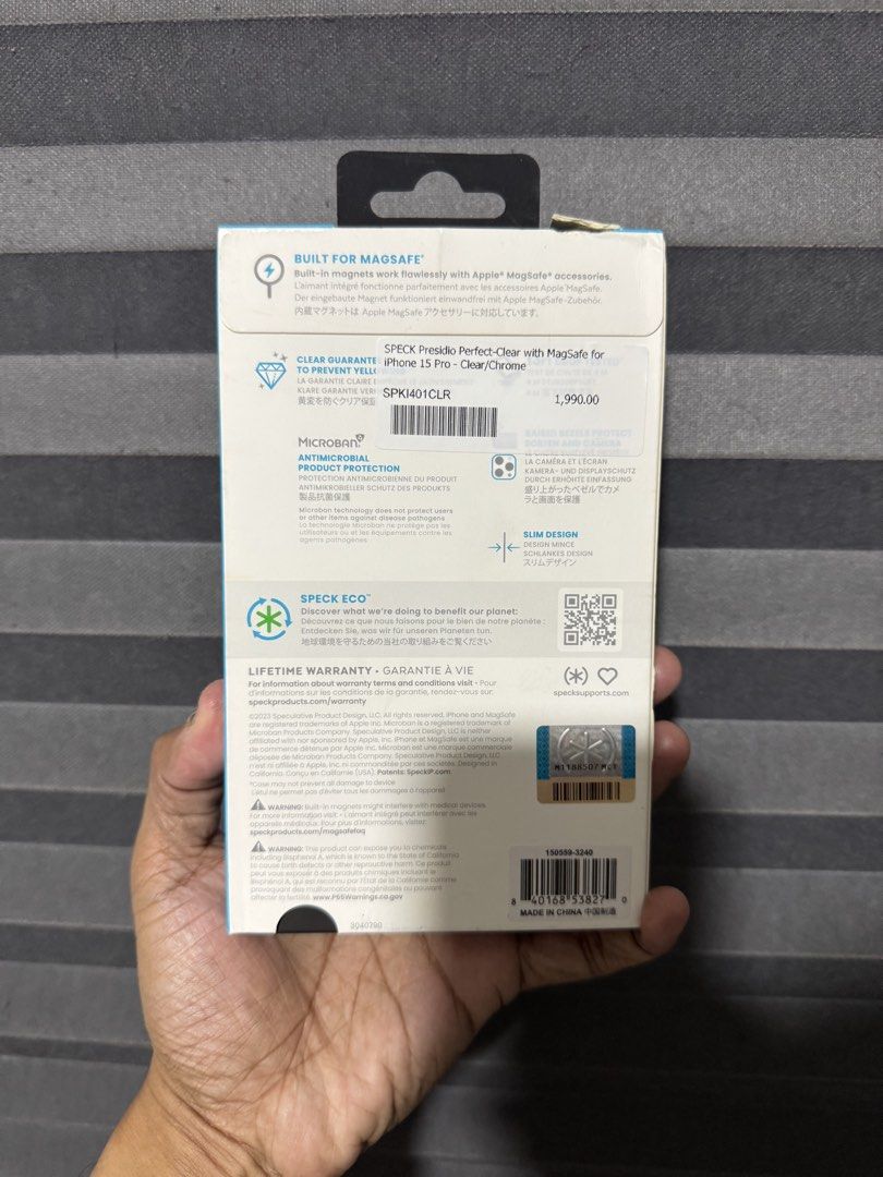 iPhone 15 Pro Speck Presidio Perfect Clear Case (Category: Cases & Sleeves) located in Manila. Submitted by Shoppify (Listing ID 1468884608, Image 2). Description: Brand new Lalamoved ready.