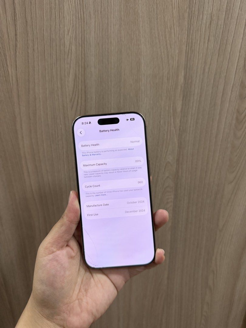 Iphone 16 pro (Category: iPhone 16 Series) located in Manila. Submitted by theressemagbanua11 (Listing ID 1468844091, Image 2). Description: Iphone 16 Pro Desert Titanium 256gb 89% battery health Open line Smooth Price: 45,000 RFS: upgraded phone.