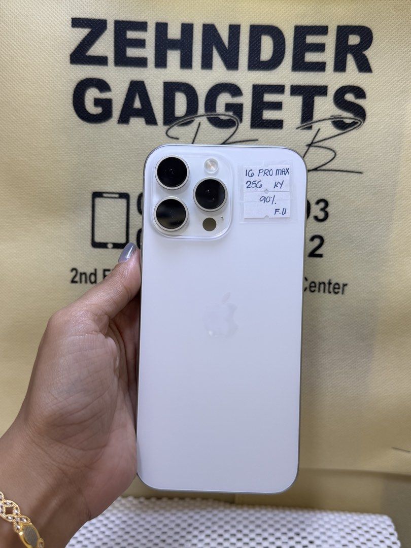 iPhone 16 PRO MAX 256GB OPENLINE (NTC APPROVED) (Category: iPhone 16 Series) located in San Juan City. Submitted by desireebayal96 (Listing ID 1468791876, Image 1). Description: iPhone 16 PRO MAX (WHITE TITANIUM) * NTC APPROVED * OPENLINE * ANY SIM * 256GB * 90% BATTERY HEALTH (ORIGINAL NOT BOOSTED) * 97% SMOOTH * NO ISSUE * NO HISTORY OF REPAIR * NO ICLOUD ISSUE * NOT REFURBISHED * WORKING FACE ID & TRUETONE * WITH CORD TYPE-C NOTE: HINDI LANG P