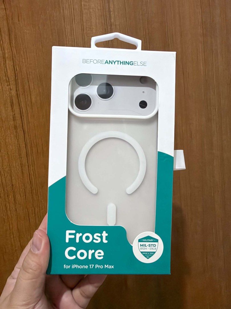 Iphone 17/18 Pro Max - Before Anything Else - Frosted White (Category: Cases & Sleeves) located in Makati City. Submitted by joelwilliamv (Listing ID 1468875996, Image 1). Description: - Brand: Before Anything Else (Frost Core) - Compatible with: iPhone 17/18 Pro Max - Color: Frosted White - Premium 3-in-1 multi-material build with TPU and bumper strips - Military-grade certified (SGS 3M drop-tested) - Built-in N52 magnets for secure MagSafe atta