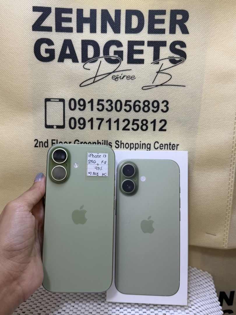 iPhone 17 256GB OPENLINE (NTC APPROVED) (Category: iPhone 17 Series) located in San Juan City. Submitted by desireebayal96 (Listing ID 1468791598, Image 1). Description: iPhone 17 (SAGE) * NTC APPROVED * OPENLINE * ANY SIM * 256GB * 93% BATTERY HEALTH * 100% SMOOTH * NO DENTS * NO ISSUE * NO HISTORY OF REPAIR * NOT REFURBISHED * WITH BOX SAME SERIAL * WITH CORD TYPE C OPEN FOR COD SAME DAY DELIVERY PLUS SHIPPING FEE MESSAGE ME DIRECTLY FOR MORE I