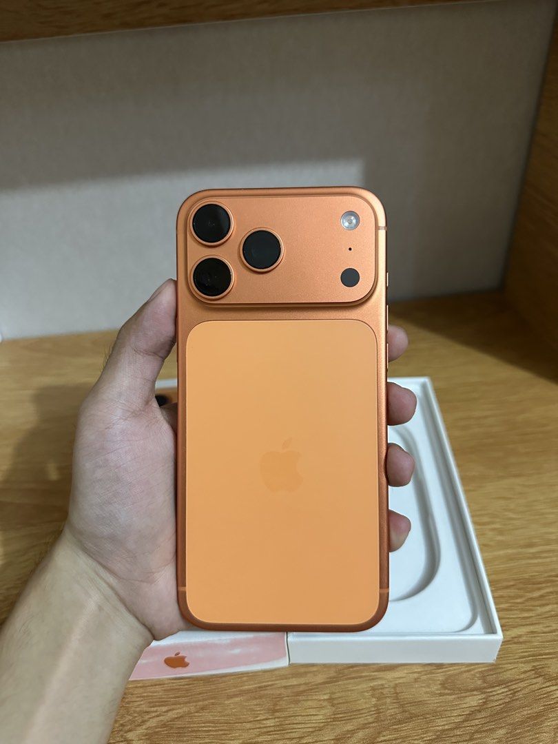 Iphone 17 Pro Max 256gb (Category: Early Generation Mobile Phones) located in Manila. Submitted by cajueee0042739 (Listing ID 1468716371, Image 2). Description: Iphone 17 Pro Max 256gb | ₱63,000 Details: • local variant • 246+ cycle count • 97bh • under warranty until november 2026 • ntc approved • no sim restrictions • no internal issue • no history of repair • smartdevil privacy tg installed • near pristine condition (1 tiny paintchip on cam) I
