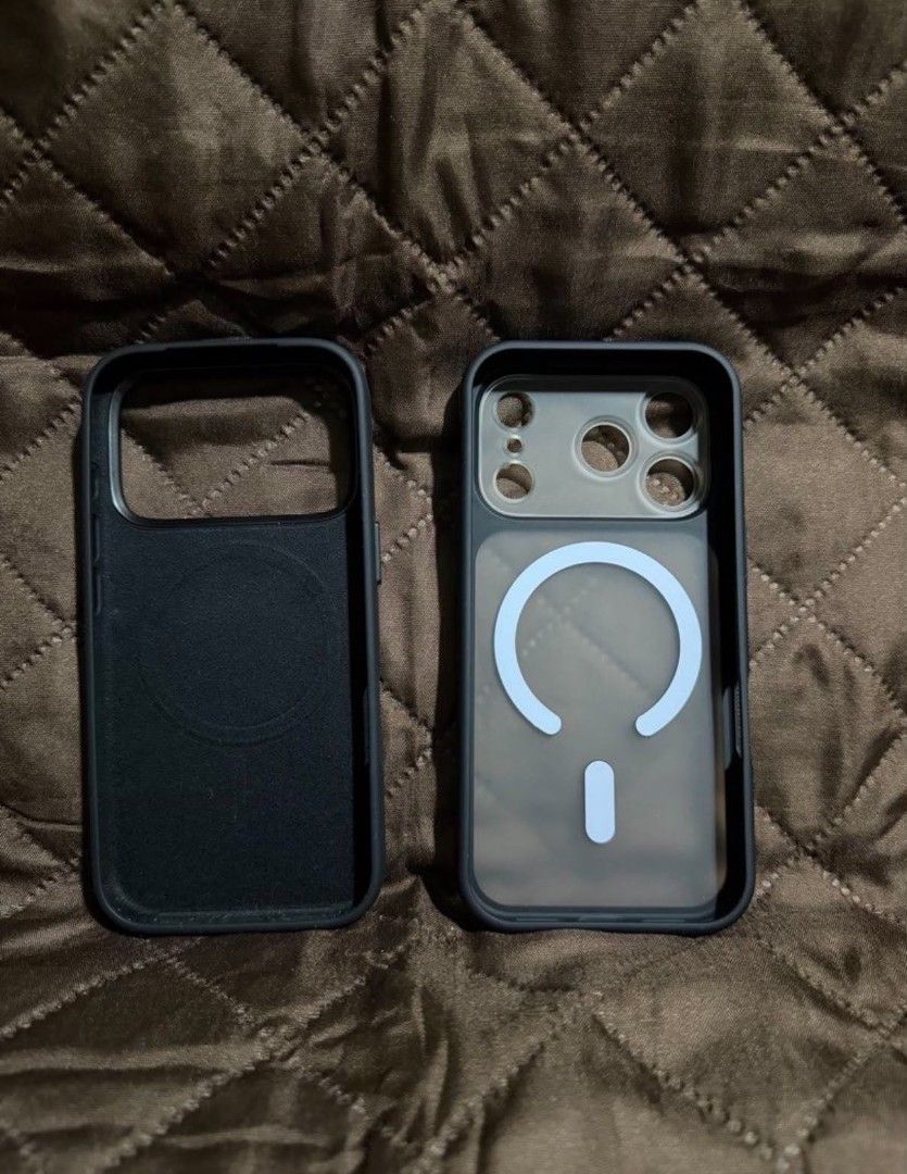 Iphone 17 Pro phone cases (Category: Cases & Sleeves) located in Bulacan. Submitted by mgsalinas03486427 (Listing ID 1468825182, Image 2). Description: Care by PanzerGlass (left) - ₱450 Spaces PH orange shop (right) - ₱200 Take all ₱600.