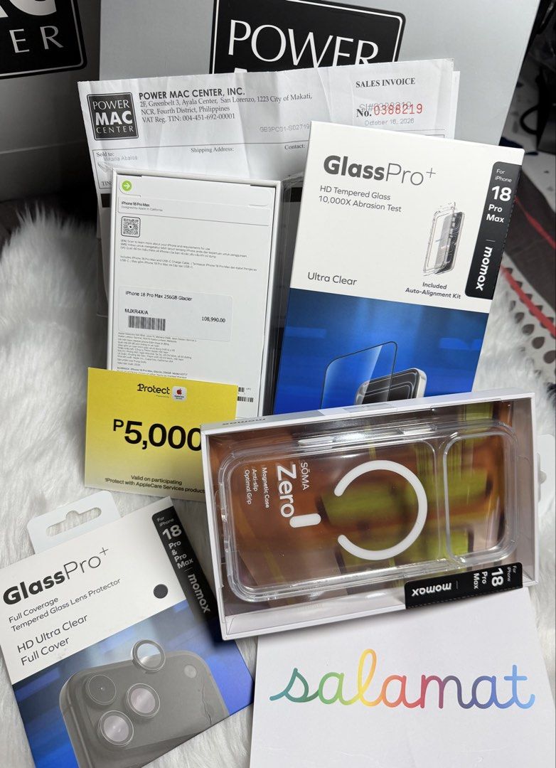 iPhone 18 Pro Max 256gb Glacier Sealed (Category: iPhone 18 Series) located in Quezon City. Submitted by mva08 (Listing ID 1468849163, Image 2). Description: Brand new sealed iPhone 18 Pro Max 256gb Glacier from Power Mac with receipt free case, tempered and camera protector ₱5,000 Apple protect ₱95,000 📍Diliman QC location Meet up/Deliver (add for gas sa malayo) 09172735122.