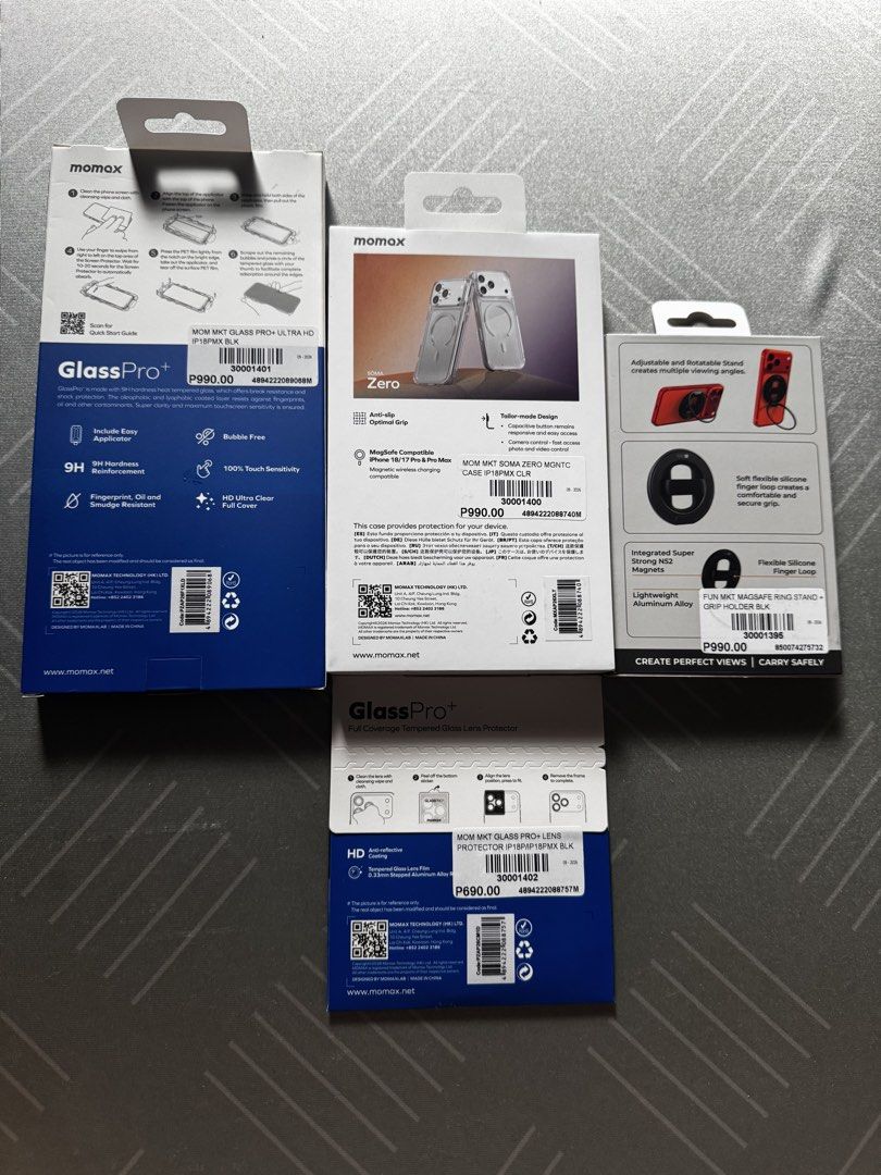 Iphone 18 Pro Max Accessories (Category: Cases & Sleeves) located in Marikina City. Submitted by bryanroblesss (Listing ID 1468739332, Image 2). Description: Iphone 18 Pro Max Accessories Take all for only ₱2,500 or ₱700 each (₱500 for the camera lens protector) Case - ₱990 SRP Tempered Glass - ₱990 SRP Ring Stand Magsafe Loop - ₱990 SRP Camera Lens Protector - ₱690 SRP 📍Marikina - Pickup sa house or deliver lalamove (buyer shoulder fee).