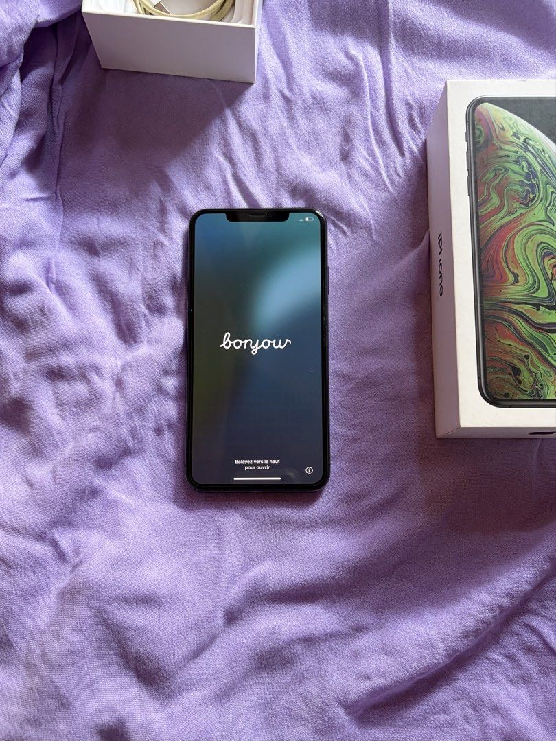 Iphone XS max (Category: iPhone X Series) located in Calamba. Submitted by antirachelclub (Listing ID 1468740360, Image 1). Description: 256GB iPhone XS Max in good condition Battery health is at 70% (never replaced) It comes in its original box with the charger, earphones, and a screen protector already installed No history of repair.