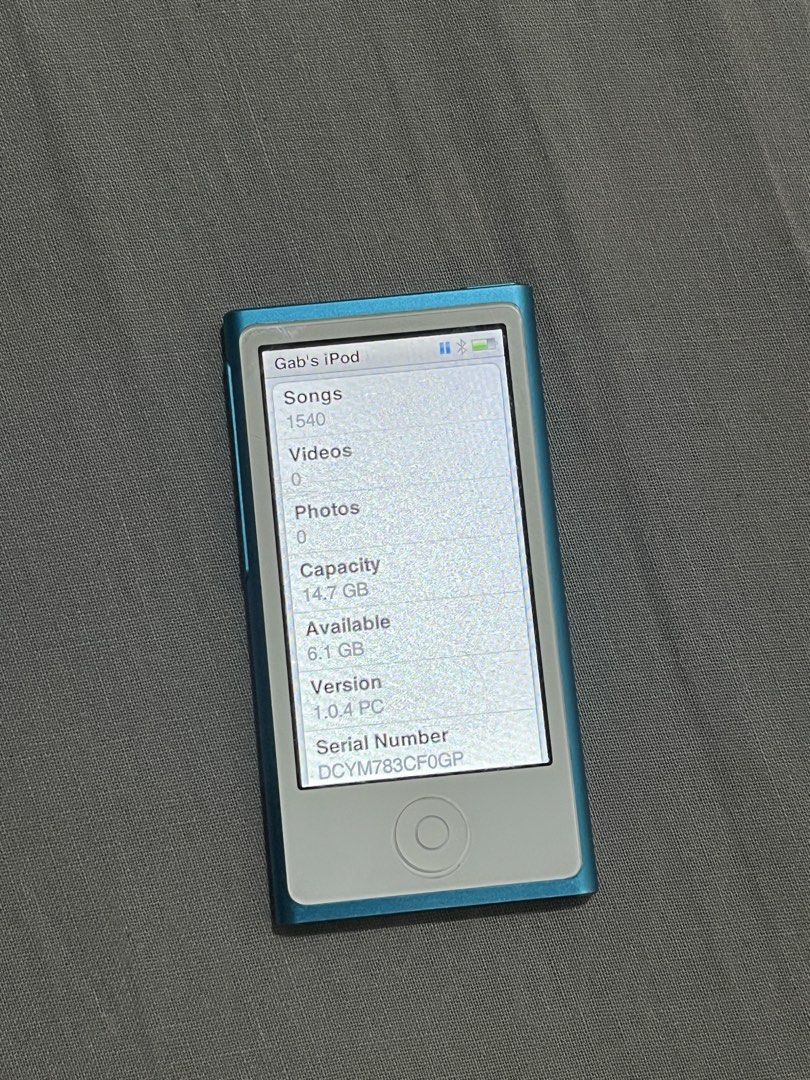 iPod Nano (7th gen) 16gb Blue (Category: Other Gadgets) located in Bugasong. Submitted by gabb_b (Listing ID 1468894264, Image 3). Description: ‼️READ READ READ‼️ iPod Nano (7th gen) 16gb Blue Serial Number: DCYM783CF0GP Model: MD477J Japanese Variant inclusions: -unit -blue silicone case -lightning cable MOP -gcash RFS: badly needed funds for school -bought it as a birthday gift for myself (hardest decision but i needed funds badly), no history 