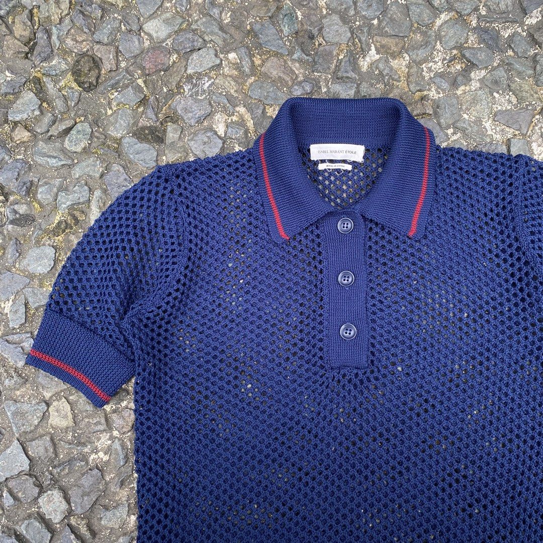 Isabel Marant Etoile Net Like Poloshirt (Category: Others Tops) located in Quezon City. Submitted by rebirthalley (Listing ID 1468775789, Image 2). Description: Width-16 Length-22 Sleeve-8 Shoulder-13 Hem-13.5 Excellent No flaws.
