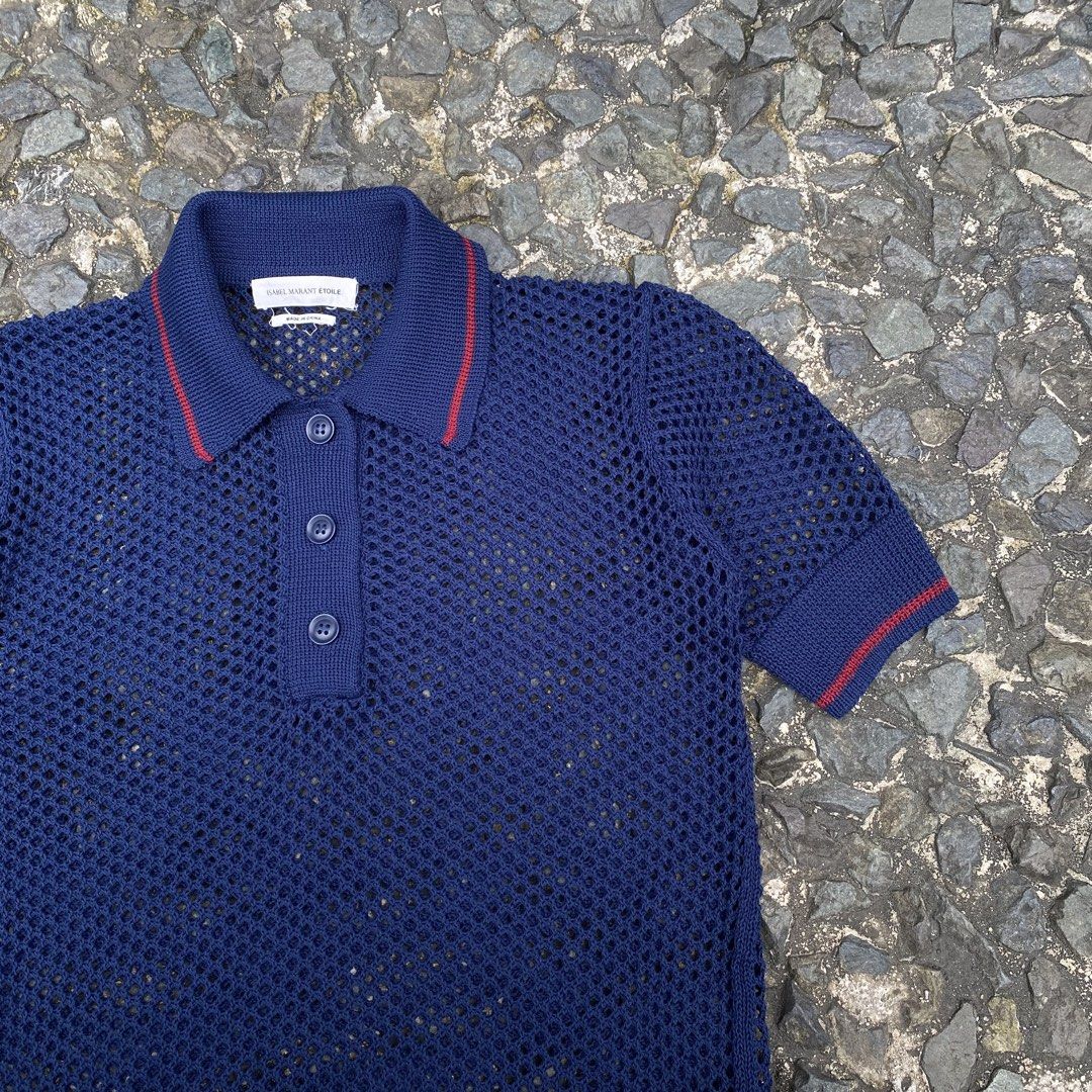 Isabel Marant Etoile Net Like Poloshirt (Category: Others Tops) located in Quezon City. Submitted by rebirthalley (Listing ID 1468775789, Image 3). Description: Width-16 Length-22 Sleeve-8 Shoulder-13 Hem-13.5 Excellent No flaws.
