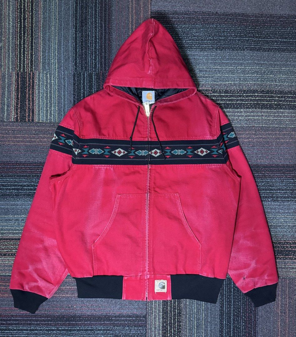 Carhartt J78 Aztec Red (Category: Coats, Jackets and Outerwear) located in Pasig City. Submitted by jeenosell (Listing ID 1468731246, Image 1). Description: Dimes 24x28 Issue: good fading, scratches pero bindi butas see photos .
