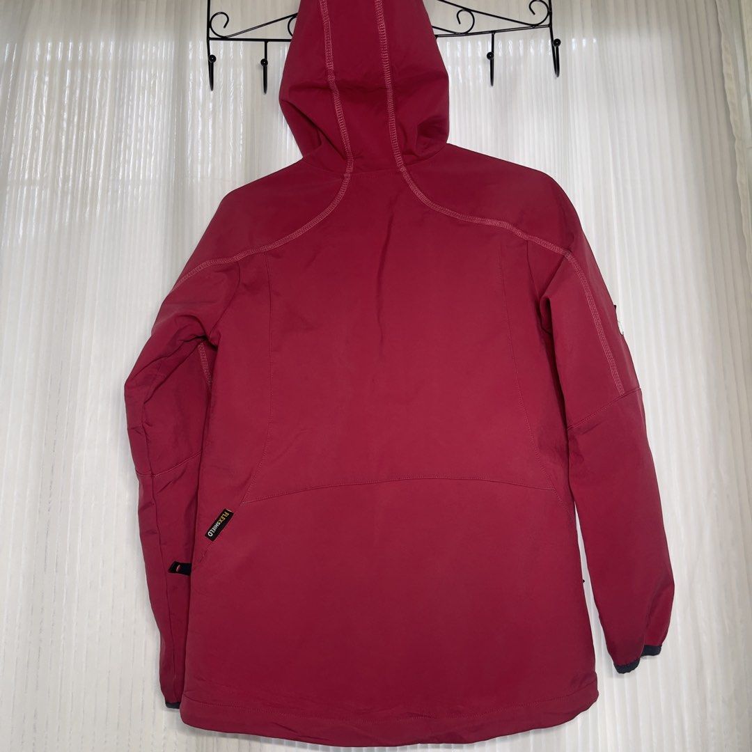 Jack Wolfskin Flexshield Pink Softshell Jacket With Hood (Category: Coats, Jackets and Outerwear) located in Cebu City. Submitted by capybara.97 (Listing ID 1468779083, Image 2). Description: - Brand: Jack Wolfskin - Style: Flexshield outdoor jacket with full zip and attached hood - Color: Dark Pink - Size: can fit XS - Small - Interior: Soft, cozy fleece lining - Pockets: Two lower side pockets - Details: Branded logo embroidery on the chest and