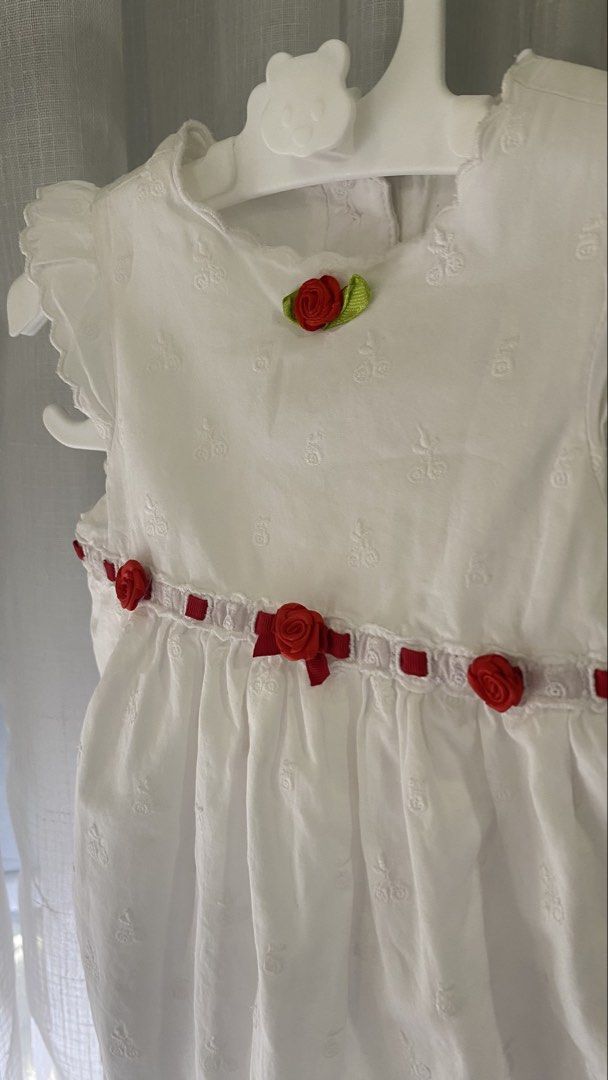 vintage inspired bubble romper ❤︎ (Category: Babies & Kids Fashion) located in Manila. Submitted by louiesalvador (Listing ID 1468713180, Image 2). Description: size: 3-6 months • brand: janie and jack • like new • embroidered white floral pattern all over • ruffled sleeves • red rosettes on the waist.