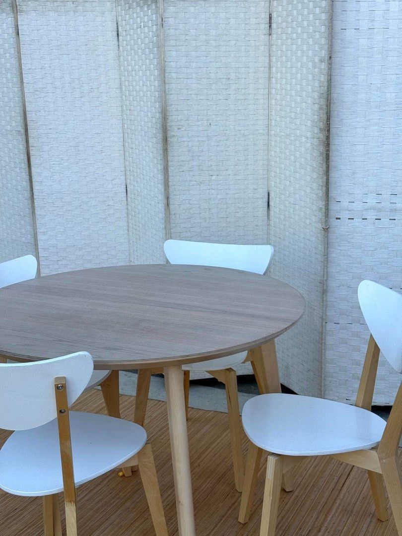 JAPAN SURPLUS TABLES AND CHAIRS (Category: Tables & Sets) located in Manila. Submitted by justinlei.103 (Listing ID 1468805627, Image 2). Description: JAPAN SURPLUS IKEA LISABO ROUND DINING SET IN GOOD CONDITION SIZE: 18H x 15L x 16.5W inches 29.5H x 41.5D.