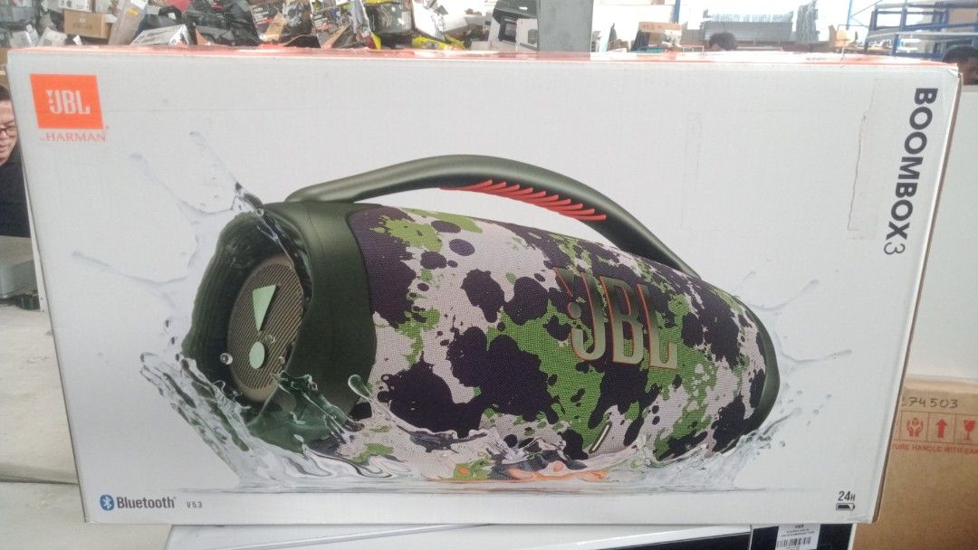 JBL BOOMBOX 3 (Category: Soundbars, Speakers & Amplifiers) located in Quezon City. Submitted by AlexaXander (Listing ID 1468827341, Image 1). Description: *JBL BOOMBOX 3 * W/ACCESORIES *CAMOUFLAGED COLOR *GOOD AS NEW NOTE: NOT CHARGING *FOR DETAILS: PLS.CALL OR TEXT CP#: 09081334158.
