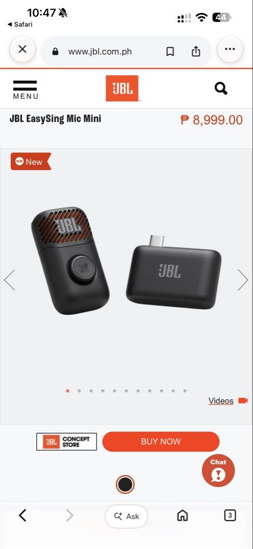 JBL EasySing Mic Mini Bluetooth Karaoke Microphone (Category: Microphones) located in Mabalacat. Submitted by reaaa.apbp (Listing ID 1468726344, Image 2). Description: - Brand new and unopened in original packaging - Wireless microphone set with Bluetooth connectivity - Built-in AI vocal removal feature for instant KTV mode - Delivers clear voice and crisp sound quality - Up to 6 hours of continuous battery life - Compatible with JBL portable spe