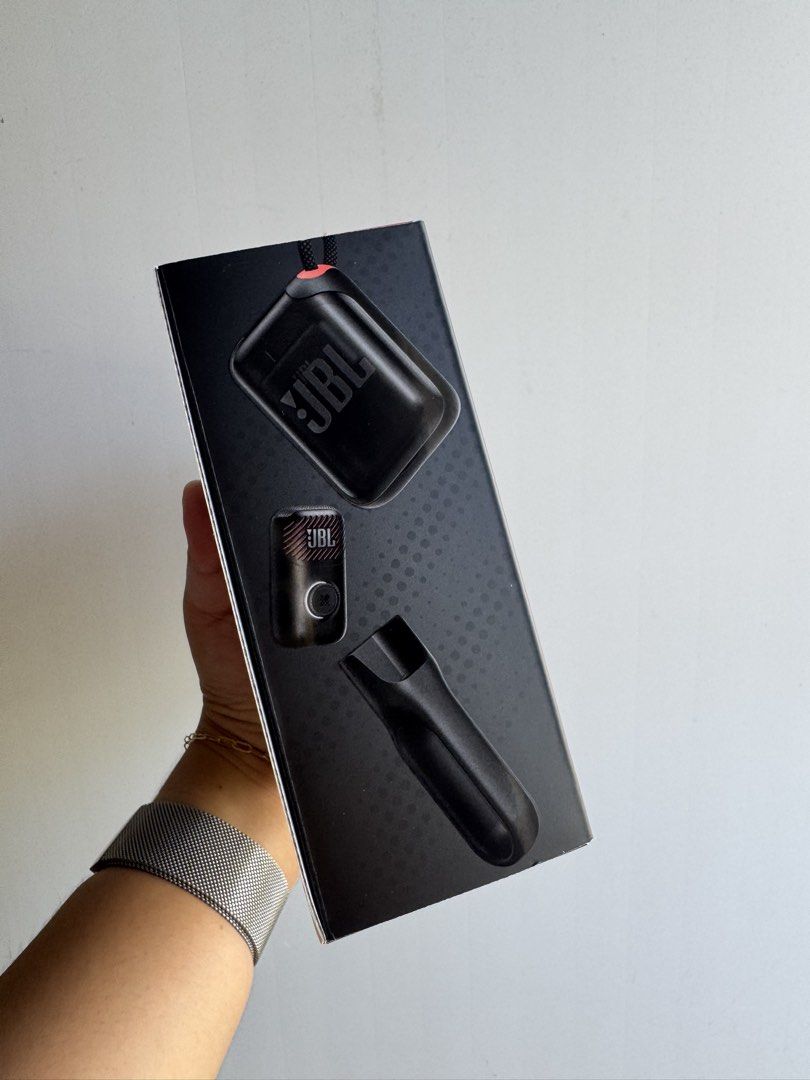 JBL EasySing Mic Mini Bluetooth Karaoke Microphone (Category: Microphones) located in Mabalacat. Submitted by reaaa.apbp (Listing ID 1468726344, Image 3). Description: - Brand new and unopened in original packaging - Wireless microphone set with Bluetooth connectivity - Built-in AI vocal removal feature for instant KTV mode - Delivers clear voice and crisp sound quality - Up to 6 hours of continuous battery life - Compatible with JBL portable spe