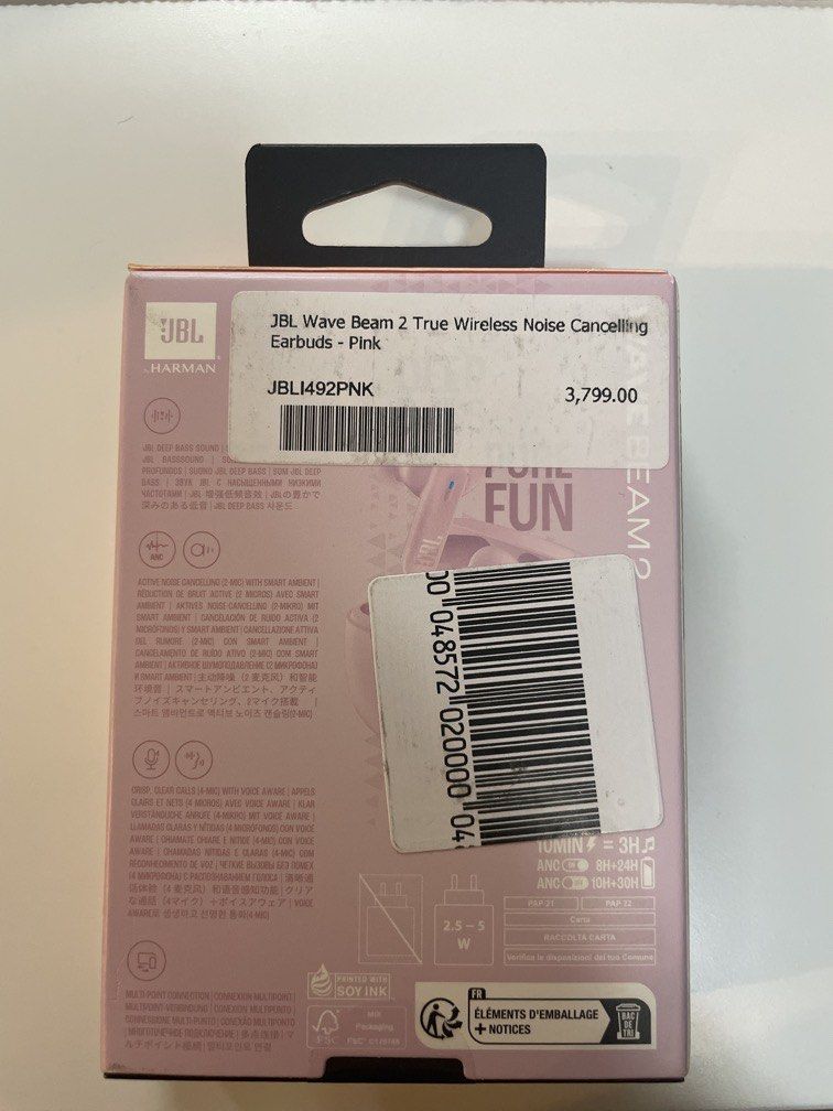 JBL Wave Beam 2 Pink (Category: Earphones) located in Mabalacat. Submitted by j31700 (Listing ID 1468881791, Image 2). Description: Brand new Never opened RFS: Bought wrong product.