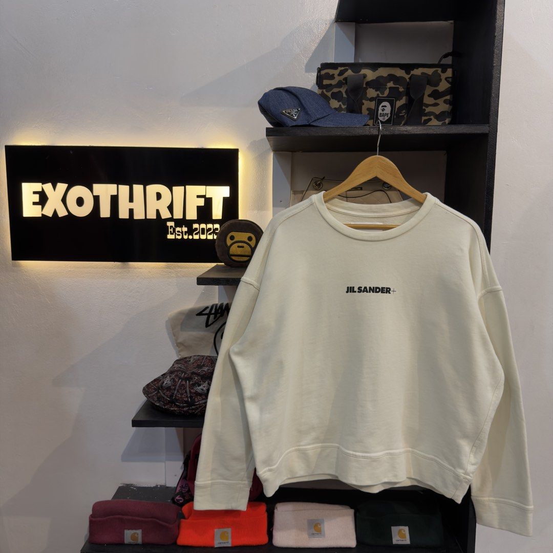 Jill Sander Big Logo Sweatshirt (Category: Coats, Jackets and Outerwear) located in Manila. Submitted by jerichomal82553 (Listing ID 1468912872, Image 1). Description: Jill Sander Big Logo Sweatshirt 27 by 24 Good Condition Complete Tags .