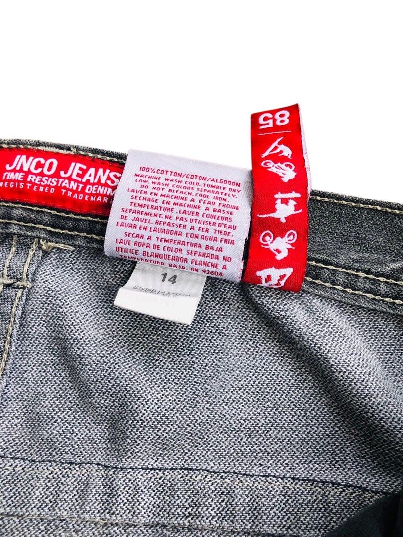Jnco Jeans (Category: Jeans) located in Angeles City. Submitted by wwdrip (Listing ID 1468734520, Image 2). Description: Jnco Jeans♻️ •Waist : 28 •Length : 37 •Leg Opening : 7 •Color rate : 8.9/10 •Condition : vintage condi •multiple issue (see dets) ₱550.