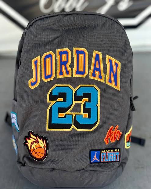Jordan 23 Retro Grey Basketball Backpack (Category: Backpacks) located in Manila. Submitted by carloasoro (Listing ID 1468809824, Image 2). Description: Declutter Working zippers May torn stitch sa isang patch Washed for ready to use Negotiable.
