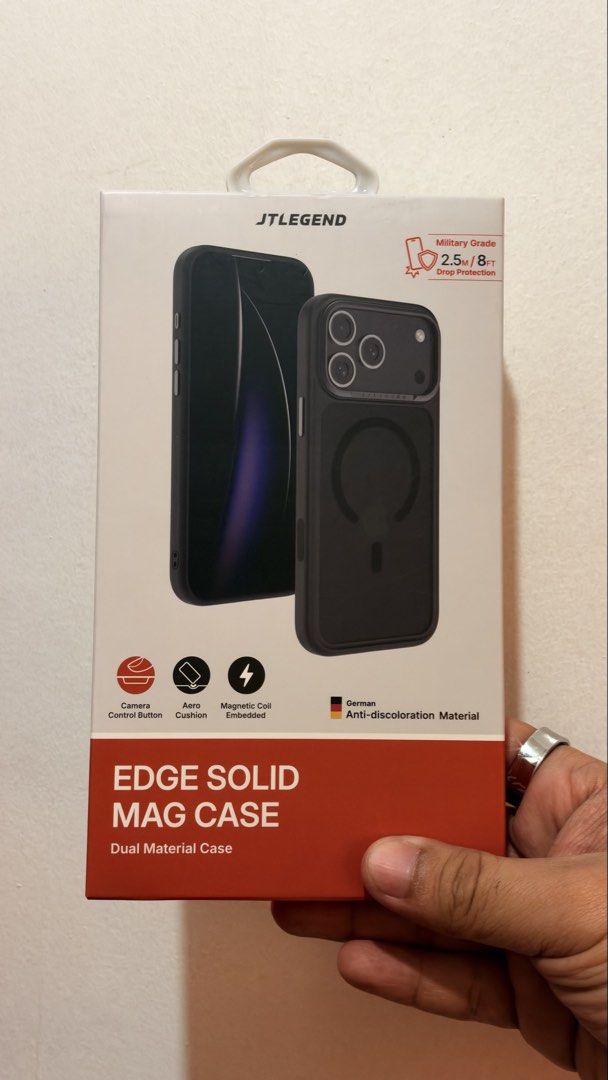 JTLEGEND Edge Solid Mag Case for iPhone 17 Pro and iPhone 18 Pro (Category: Cases & Sleeves) located in Taguig. Submitted by appweard (Listing ID 1468798125, Image 2). Description: Selling JTLEGEND Edge Solid Mag Case for iPhone 17 Pro and iPhone 18 Pro ✅Raised Edged ✅ Independent Aluminum Buttons ✅ Camera Control Button ✅Military Grade Shockproof ✅Metal Lens Back Frame Design ✅ Magnetic Coil Embedded ✅Dual Material ✅Aero Cushion RFS: Got it as a