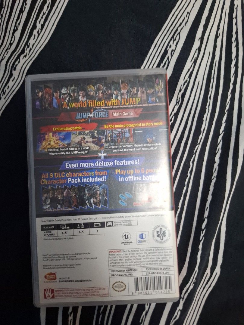 Jump Force Deluxe Edition Nintendo Switch Game (Category: Nintendo) located in Iloilo. Submitted by crizzeazy (Listing ID 1468751426, Image 2). Description: - Title: Jump Force Deluxe Edition for Nintendo Switch - Genre: Action fighting game featuring iconic anime characters (Goku, Luffy, Naruto, etc.) - Inclusions: Main game plus all 9 DLC characters from the character pack - Condition: Physical cartridge in original case, clean, tested, and wor