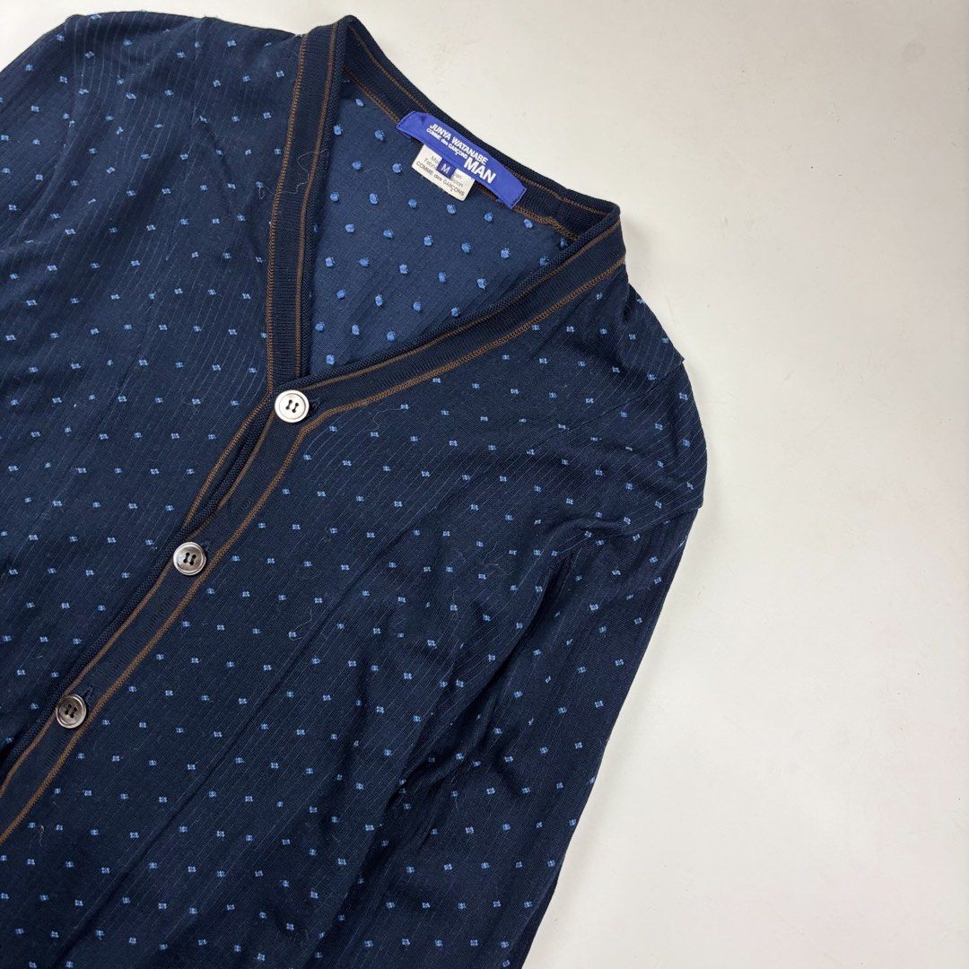 Junya Watanabe MAN x CDG Cardigan (Category: Tshirts & Polo Shirts ) located in Makati City. Submitted by ragrepository (Listing ID 1468729890, Image 3). Description: Junya Watanabe MAN x CDG Cardigan Tagged as Medium Length- 24.5” Pit to pit- 19” Sleeves- 22” Shoulder-16” Condition-9.5/10 Flaw- None .