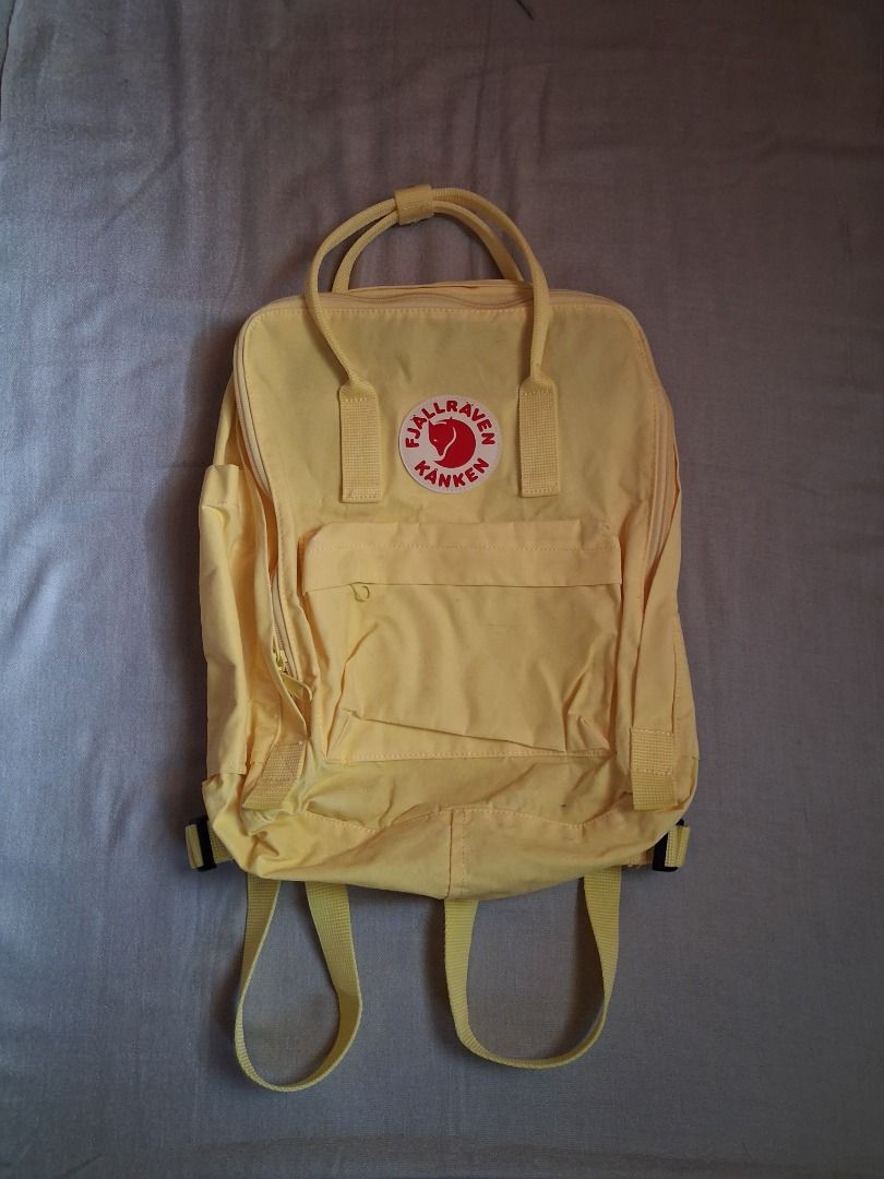 Kanken classic backpack (Category: Backpacks) located in Quezon City. Submitted by threeleggeddog (Listing ID 1468844937, Image 1). Description: pre-loved 9/10 condition yellow color.