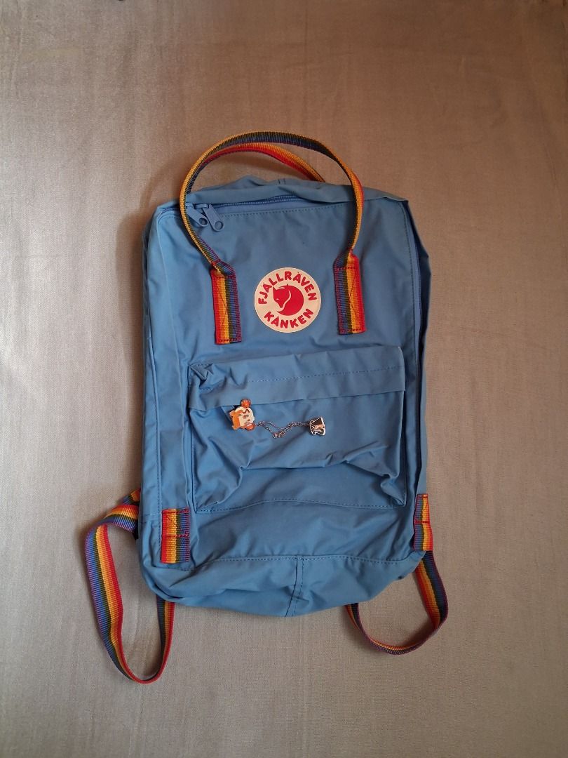 Kanken classic backpack (Category: Backpacks) located in Quezon City. Submitted by threeleggeddog (Listing ID 1468845425, Image 1). Description: pre-loved 9/10 condition blue "rainbow" color.