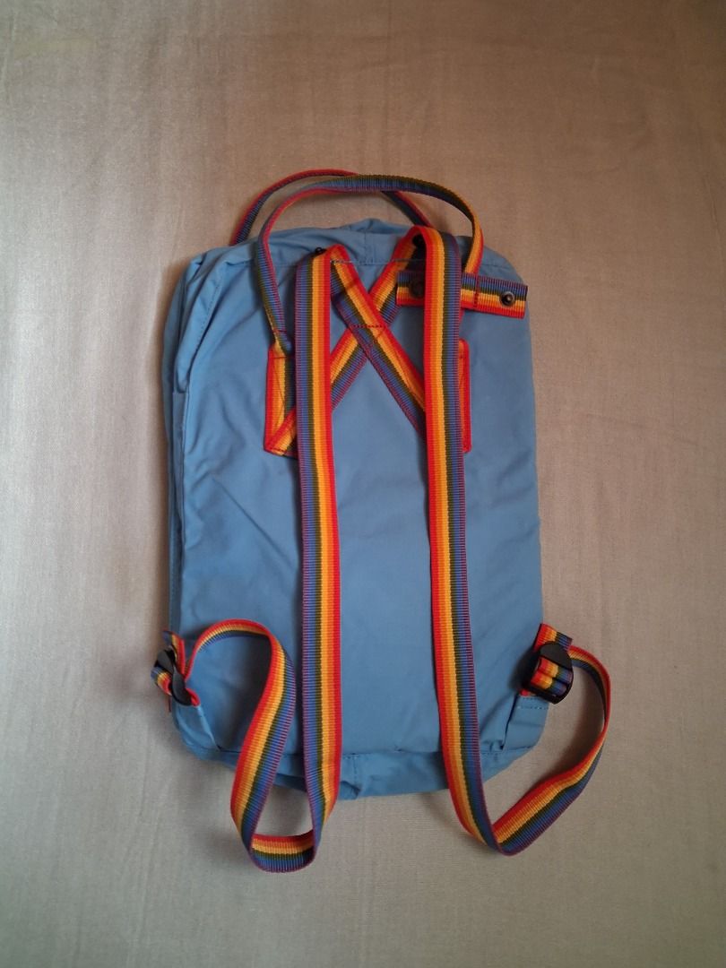 Kanken classic backpack (Category: Backpacks) located in Quezon City. Submitted by threeleggeddog (Listing ID 1468845425, Image 2). Description: pre-loved 9/10 condition blue "rainbow" color.