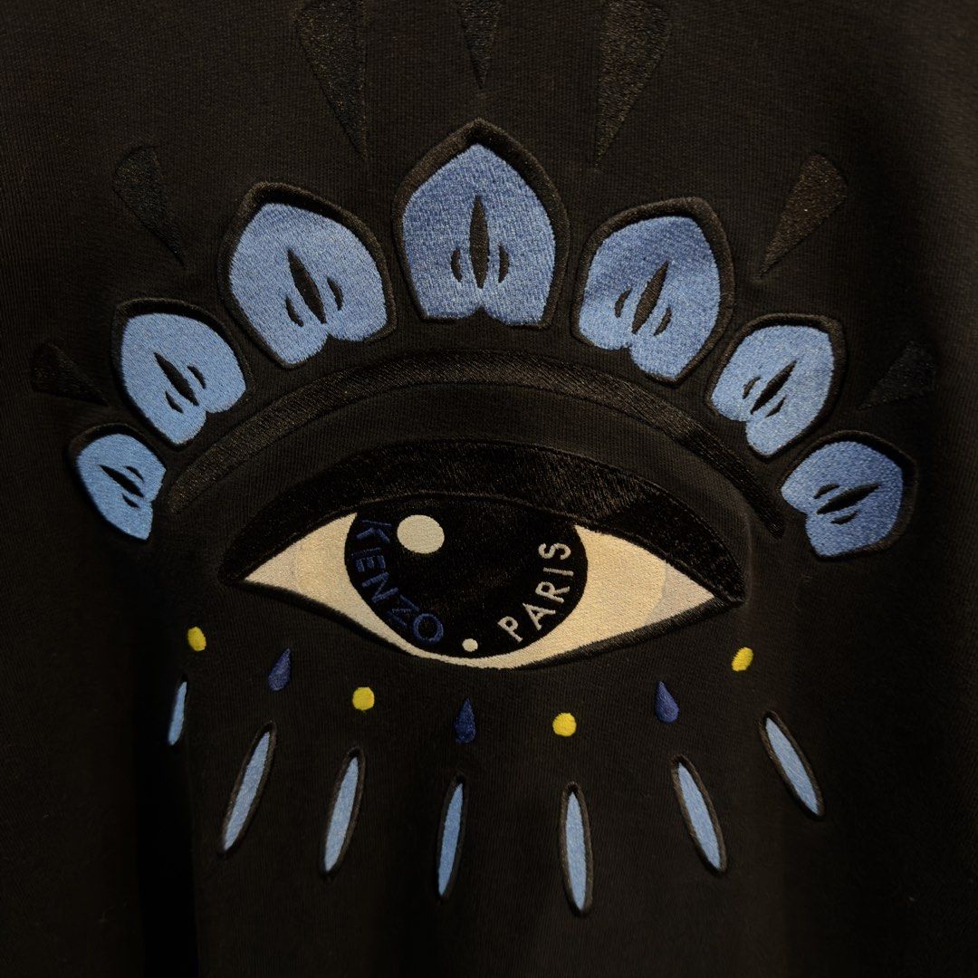 Kenzo Eye Embroidered Logo Sweatshirt (Category: Coats, Jackets and Outerwear) located in Manila. Submitted by jerichomal82553 (Listing ID 1468911030, Image 3). Description: Kenzo Eye Embroidered Logo Sweatshirt 23.5 by 28 Good Condition Complete Tags .