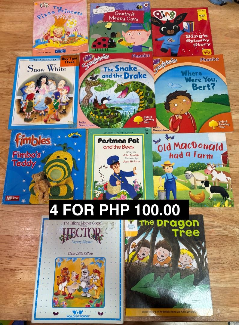 Kids' Books (4 pcs) (Category: Children's Books) located in Marikina City. Submitted by thrifty_trinkets_by_anais (Listing ID 1468829374, Image 2). Description: 🌸 Selling own preloved/brand new items for less - EVERYTHING is negotiable as long as REASONABLE in price 🤗 📕 4 for Php 100 📕 new and euc books 🙏🏻 Please also check my account for more marked down items 🫶 📍Marikina near S&R/Uniqlo 💳 Maribank/Maya 🏍️ Grab/Lalamove/J&T (by schedul