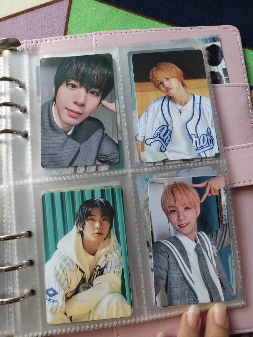 Kpop Photocards Binder Collection Baseball Jersey Concept (Category: K-Wave Merchandise) located in Manila. Submitted by lizzys00 (Listing ID 1468922938, Image 2). Description: - Collection of K-pop idol photocards stored in a clear binder page - Features multiple members in blue/white baseball jerseys, grey jackets, and knitwear - Includes a mix of selcas, solo portraits, and group shots - Clean surfaces and kept safely in sleeves - Condition: M