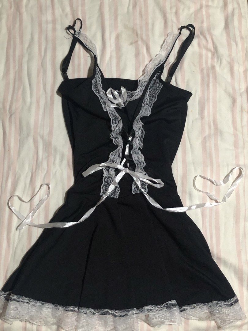 lace ribbon dream dress (Category: Undergarments & Loungewear) located in Manila. Submitted by sawako_finds (Listing ID 1468905539, Image 1). Description: 🐇 lace ribbon dream dress size: s-m price: 150 condition: no flaw ✨ whimsical fairy charm wrapped in soft bows 🖤🤍.