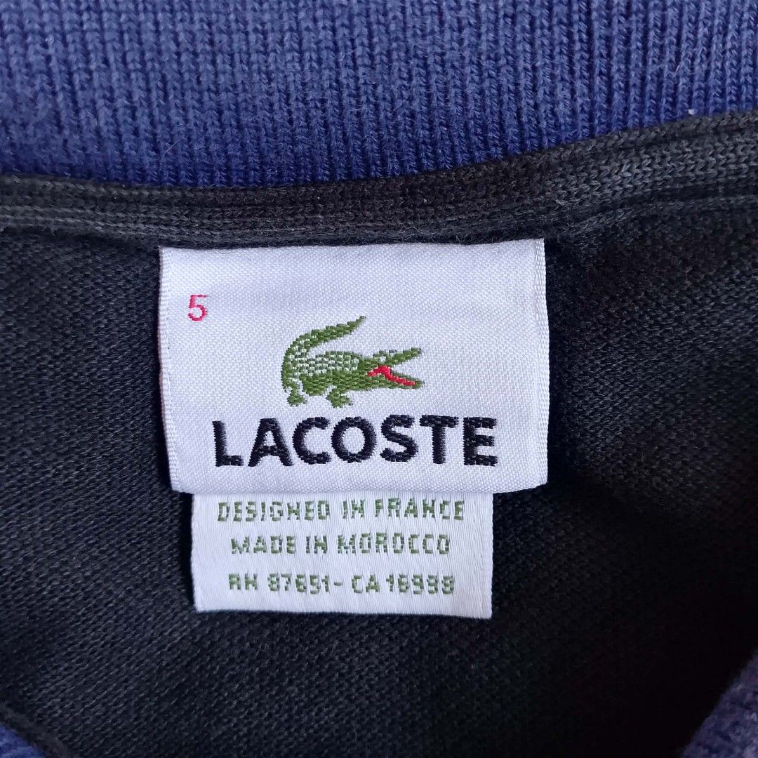 Lacoste Croco Flag Polo Shirt (Category: Tshirts & Polo Shirts ) located in Panabo. Submitted by sinneddasalla (Listing ID 1468757717, Image 3). Description: Lacoste Croco Flag Polo Shirt Off/Legit size 5 Dimes: 21 x 27 9/10 condition issue: Faded colar no pinholes.
