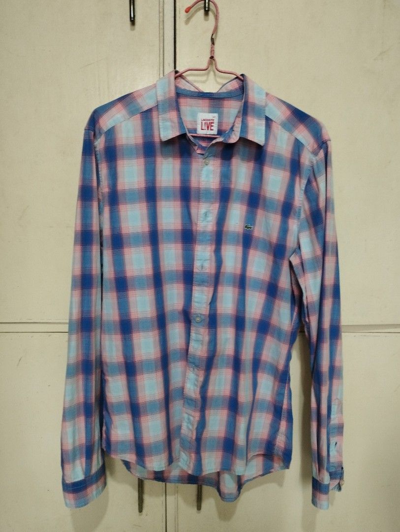 Lacoste Live Shirt (Category: Tshirts & Polo Shirts ) located in San Fernando. Submitted by nerosales (Listing ID 1468731992, Image 1). Description: Lacoste Live Shirt Plaid Red and Blue width - 20 inches length - 26 inches 450 pesos only Shipping: J&T Payment: Gcash NO COD NO COP NO WAYBILL FIRST .