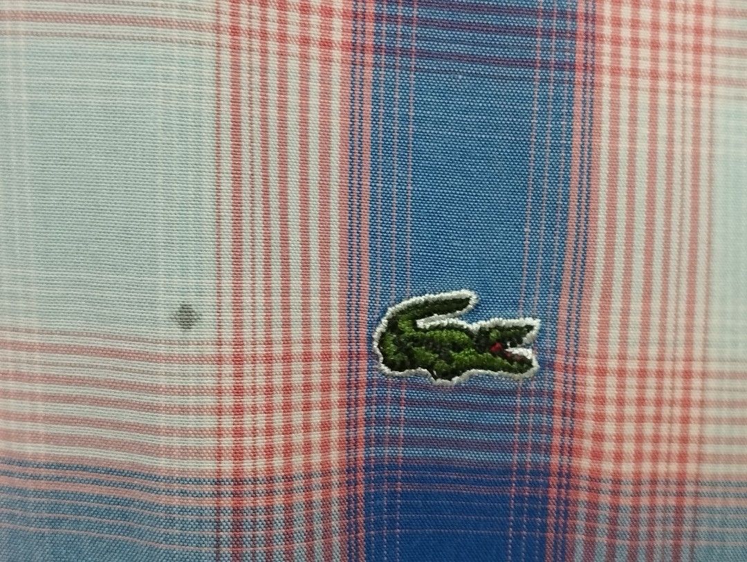 Lacoste Live Shirt (Category: Tshirts & Polo Shirts ) located in San Fernando. Submitted by nerosales (Listing ID 1468731992, Image 3). Description: Lacoste Live Shirt Plaid Red and Blue width - 20 inches length - 26 inches 450 pesos only Shipping: J&T Payment: Gcash NO COD NO COP NO WAYBILL FIRST .