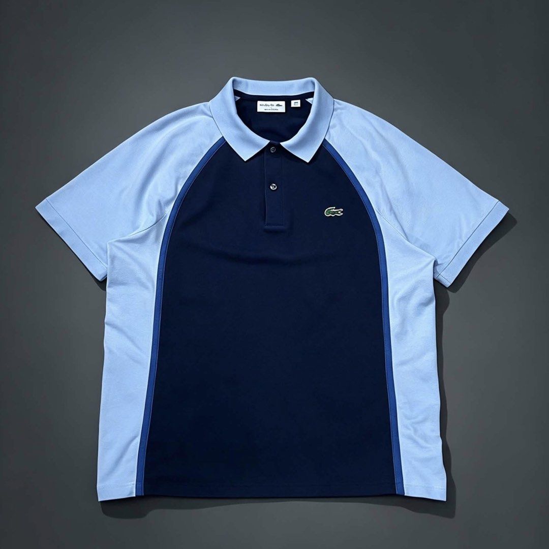 Lacoste Men’s Polo Shirt (Category: Tshirts & Polo Shirts ) located in Taguig. Submitted by amboyfiggah (Listing ID 1468848089, Image 1). Description: Lacoste Men’s Color-block Navy blue center chest & light blue sleeves and collar. L on tag Fits M to L W: 22.5 L: 27 Excellent condition Color rate: 9.5/10 Flawless Issue: minimal bleach stain back in collar .