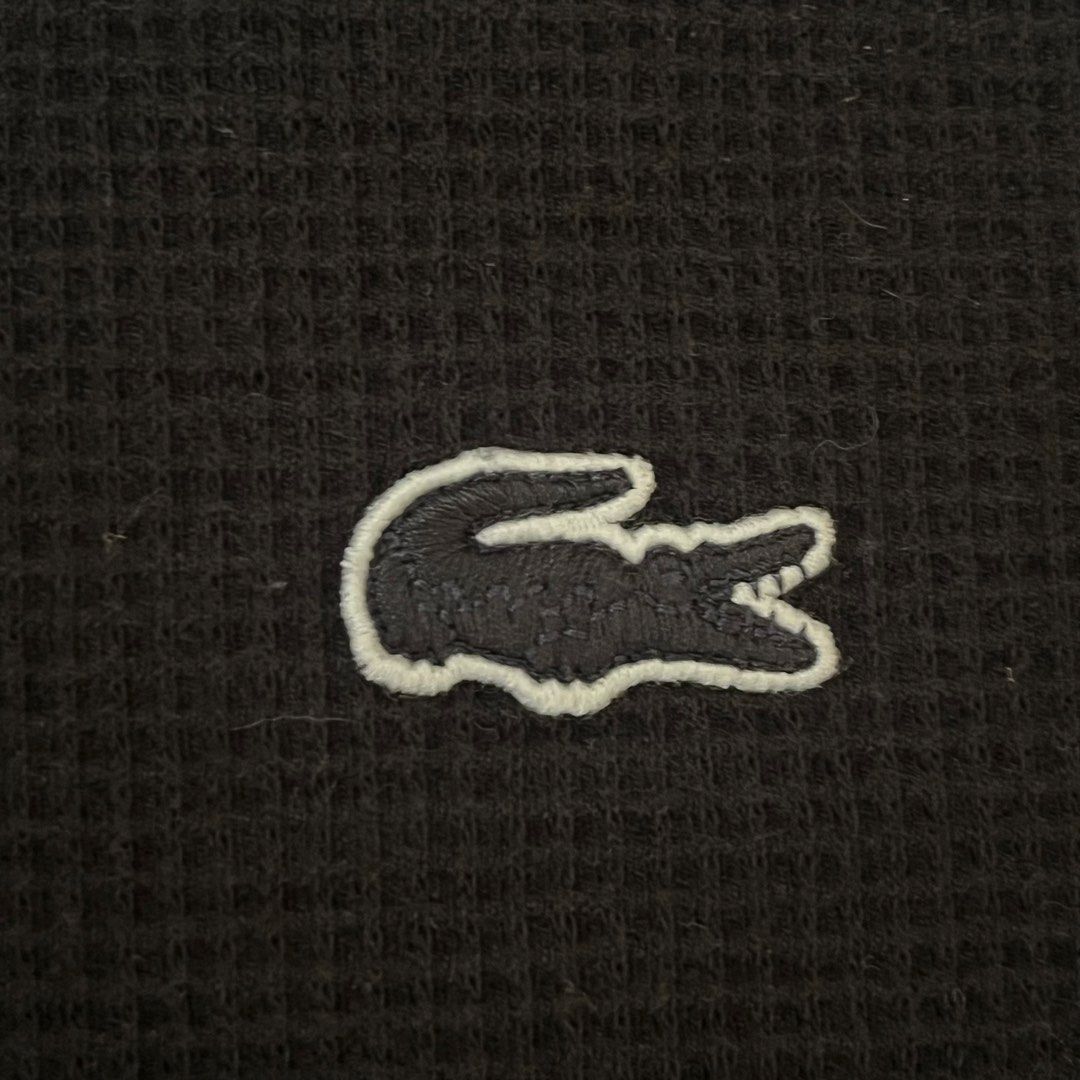 Lacoste Sleepwear Waffle-knit (Category: Sleep and Loungewear) located in Manila. Submitted by TheGoodFind99 (Listing ID 1468769255, Image 2). Description: Lacoste Sleepwear Waffle-knit (Authentic) PHP: 680 Free-ship Size on Tag: Large Excellent Condition Black na black Dimes: Length: 28” Inches Width (Pit to Pit): 22” Inches Sleeve Length: 26” Inches Issues: Needs wash cos nakatambak lang. RFS: Declutter Loc: QC, Gilmore/E. Rodriguez .