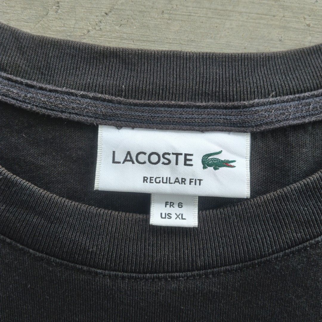 Lacoste Spellout Big logo regular fit tee (Category: Tshirts & Polo Shirts ) located in Manila. Submitted by leighdizon22 (Listing ID 1468843384, Image 3). Description: Lacoste Spellout Big logo regular fit tee width: 23 length:27 condition: 9.5/10 color rate: 9/10.