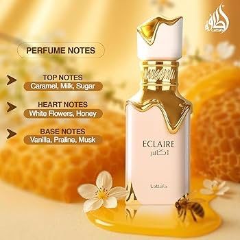 Lattafa Eclaire Eau de Parfum 100ml (Category: Fragrance & Deodorants) located in Mandaue City. Submitted by cathiii15 (Listing ID 1468890110, Image 3). Description: - Brand: Lattafa Eclaire Eau de Parfum - Size: 100ml, brand new in original unopened packaging -100% Authentic, direct from UAE - Scent Profile: Sweet gourmand with rich notes of caramel, milk, sugar, honey, vanilla, and praline - Performance: Excellent longevity and projection - Ide