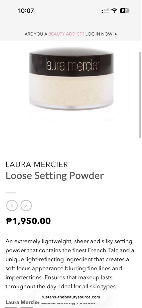 Laura Mercier Loose Setting Powder in Translucent (Category: Makeup) located in Calamba. Submitted by shop.ysha (Listing ID 1468813555, Image 3). Description: one of the best loose powders in the market ! 💯 50% full ! perfect for those who want to try it first before buying 🫶🏼✨ comes with box ! what you see is what you get ! bought for ₱1800+++ selling low ! such a steal 💯 hygienic as you can only get what you need to use ! ‼️ all items are a