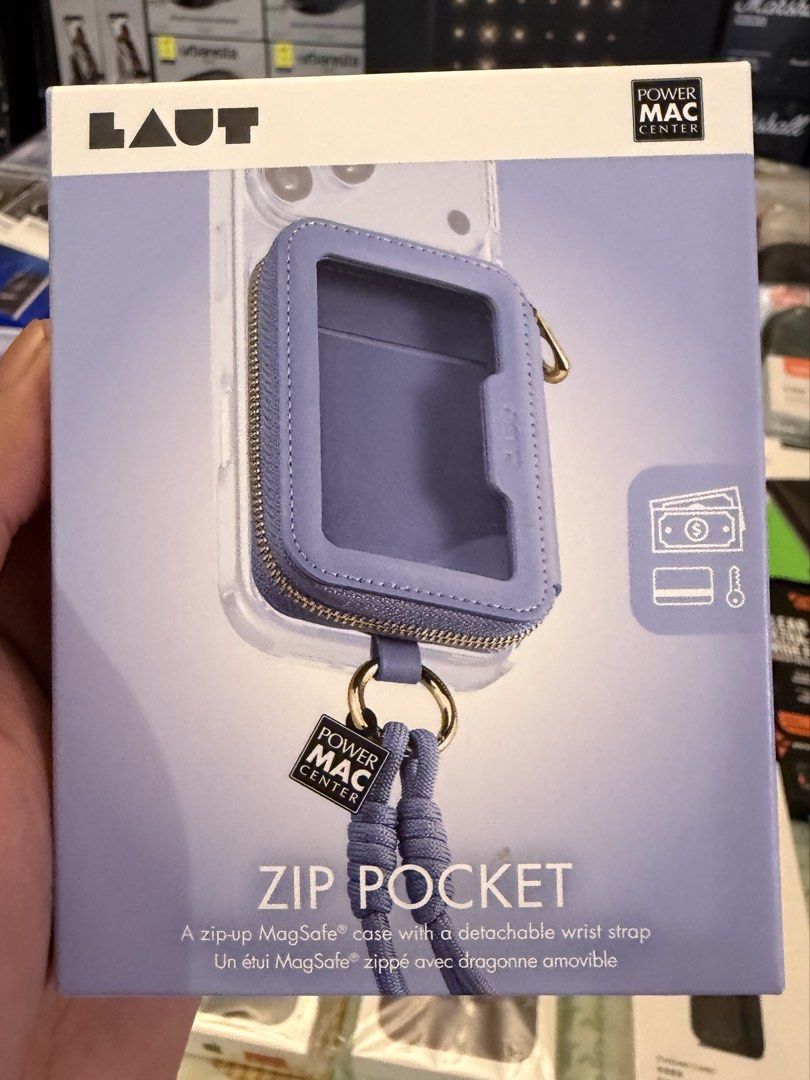 Laut Zip Pocket (Category: Other Mobile & Gadget Accessories) located in Quezon City. Submitted by law.1789 (Listing ID 1468880882, Image 1). Description: SRP - 1690 Sale Price - 549 - Brand: LAUT (Power Mac Center collab) - Product: Zip Pocket MagSafe Wallet & Wrist Strap - Color: Blue - Condition: Brand new in box - Features: Secure zip-up pocket for cash/cards/keys, extra strong built-in magnets for MagSafe compatibility, and a detachable wris