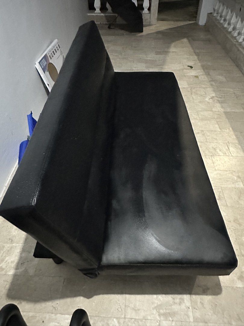 Leather folding sofa bed (Category: Sofas) located in Makati City. Submitted by weaponlost (Listing ID 1468832999, Image 3). Description: Leather Folding sofa.