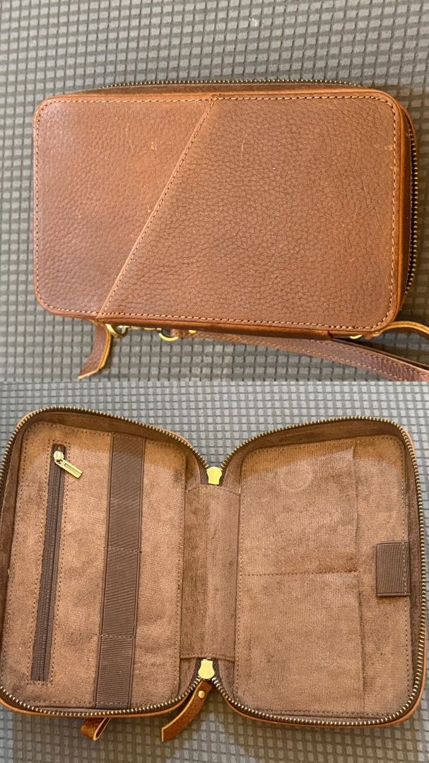 Leather Watch Case Storage Organizer with Small Pouches (Category: Accessory Holder, Box & Organizers) located in Taguig. Submitted by nday26 (Listing ID 1468857119, Image 2). Description: - Premium brown leather travel watch case - Securely holds up to 4 watches - Features extra small pouches and card holders for daily essentials - Reliable zip-around closure for maximum security - Compact design, easy to pack for trips or daily use - Brand new 