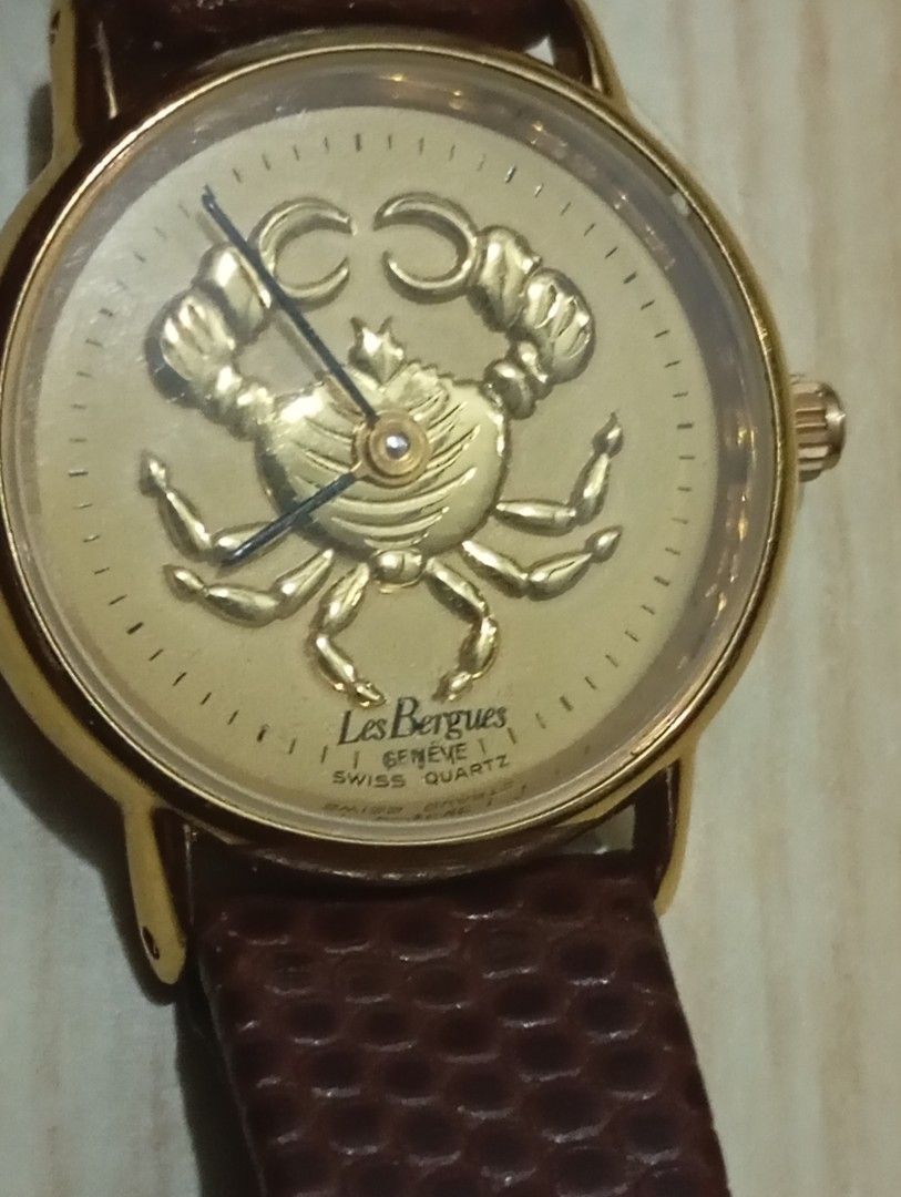 Les bergues Swiss quartz (Category: Women's Watches) located in Las Pinas. Submitted by quick_deals_great_finds2 (Listing ID 1468830874, Image 2). Description: Small size 20mm Swiss quartz Cancer zodiac sign Good working condition with battery.