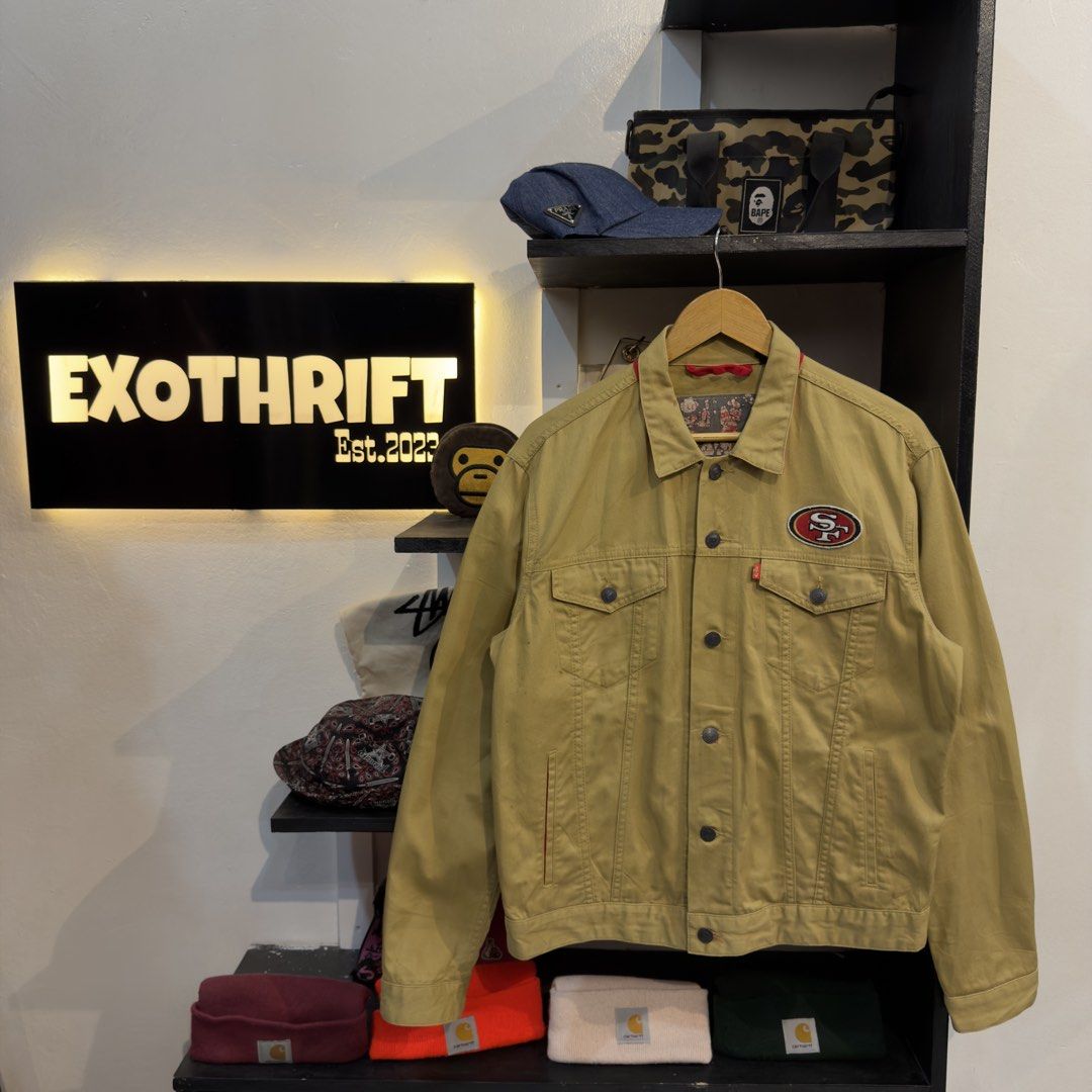 Levi’s x SF Brown Denim Jacket (Category: Coats, Jackets and Outerwear) located in Manila. Submitted by jerichomal82553 (Listing ID 1468911234, Image 1). Description: Levi’s x SF Brown Denim Jacket 22 by 25 Good Condition Complete Tags .