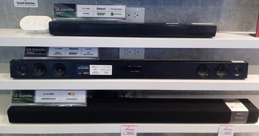 LG AUDIO SOUNDBAR (Category: Soundbars, Speakers & Amplifiers) located in Quezon City. Submitted by maryann.dimalanta (Listing ID 1468870322, Image 1). Description: LG SOUNDBAR S20A Cash 3,600 S30A cash 6,900 SQC1 SRP 8,990 CASH 4,800 S40T CASH 8,200 SC9S SRP 44,990 CASH 25,400 S65TR CASH 13,300 S70TY CASH 15,500 Brand new and sealed with warranty and receipt 7 days replacement on factory defect provided it was checked by LG’s authorized installe